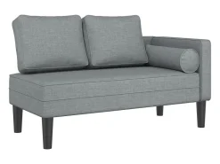 Sofá| Chaise lounge com almofadões tecido -claro PT125770 Cinzento