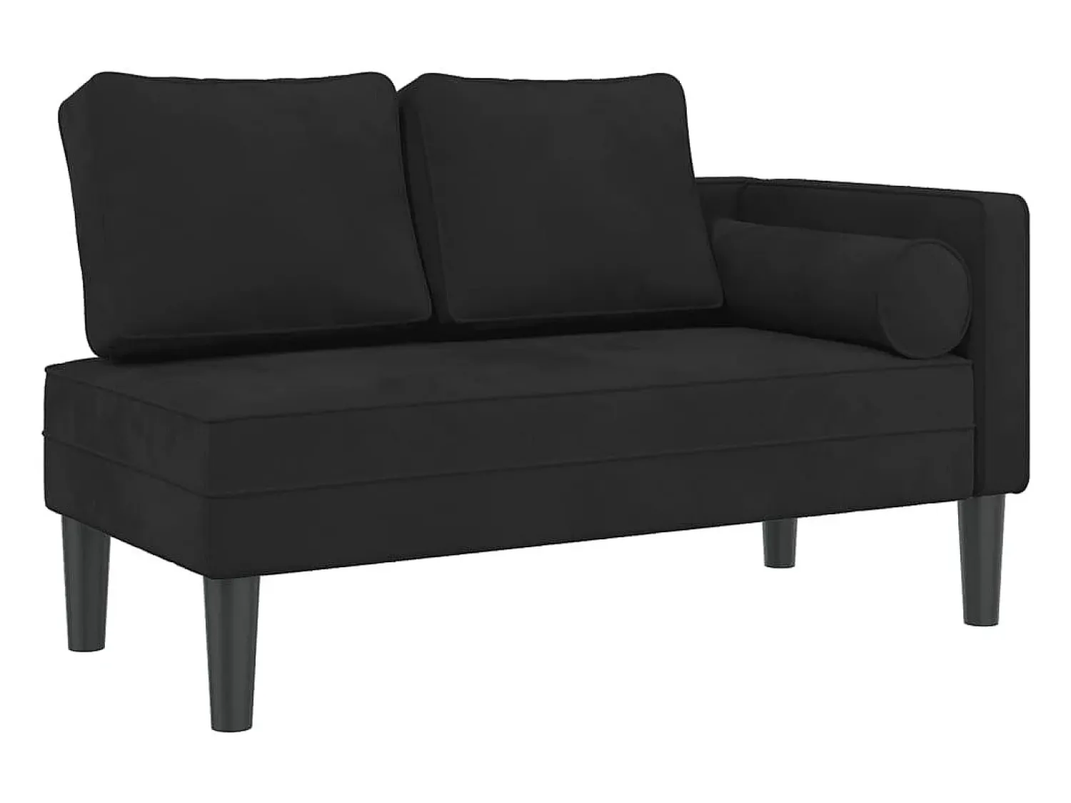 Sofá* Chaise lounge com almofadões veludo PT521789 Preto