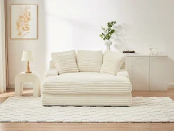 Sofá|Vente-unique Chaise-longue 2 lugares em veludo canelado grosso ESARTO de Pascal Morabito Bege