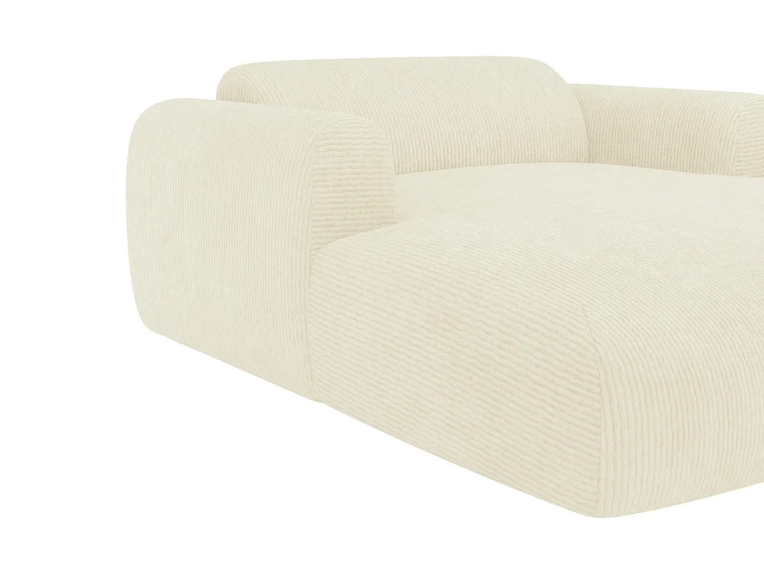Sofá|Maison Céphy Chaise-longue 2 lugares veludo canelado branco-sujo POGNI de Branco sujo