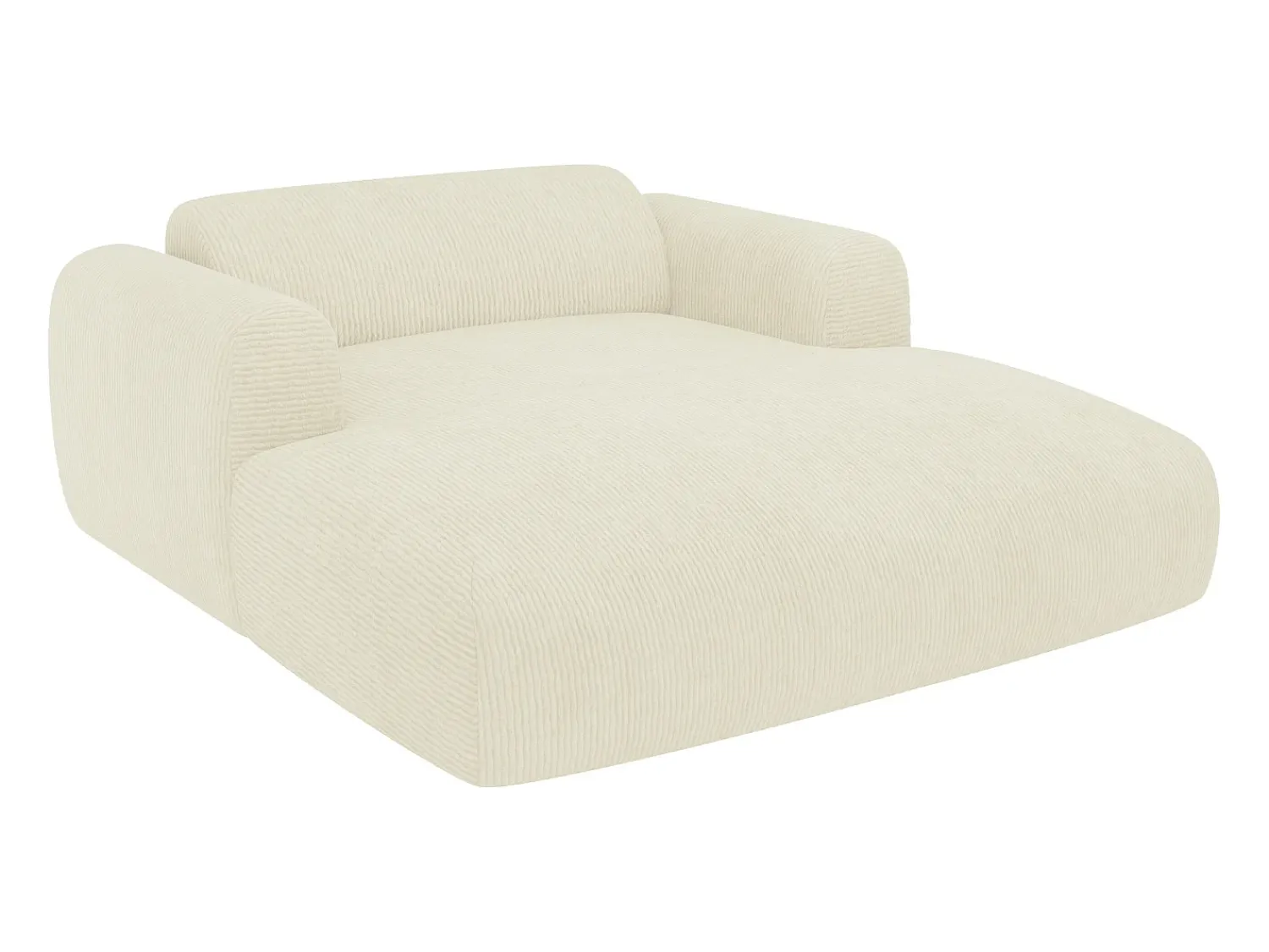 Sofá|Maison Céphy Chaise-longue 2 lugares veludo canelado branco-sujo POGNI de Branco sujo