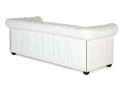 Sofá|Giner y colomer Chester três lugares canapé coberto com couro natural Branco