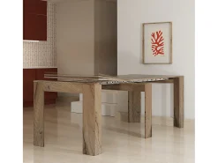 Consola* CLARA - Mesa consola fina em carvalho extensível de 25 cm a 2 metros - extensões integradas - até 8 pessoas - envio gratuito Castanho