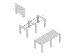 Consola* CLARA - Mesa consola fina em carvalho extensível de 25 cm a 2 metros - extensões integradas - até 8 pessoas - envio gratuito Castanho