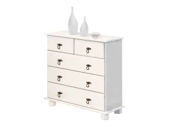 Acessórios De Arrumação|Loft24 Clarissa : Roupeiro com 1 prateleira e 2 gavetas em pinho castanho Branco