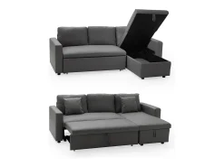 Sofá*Happy Garden CLARK Sofá cama de canto de 3 lugares Cinzento