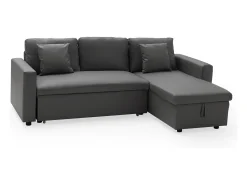 Sofá*Happy Garden CLARK Sofá cama de canto de 3 lugares Cinzento