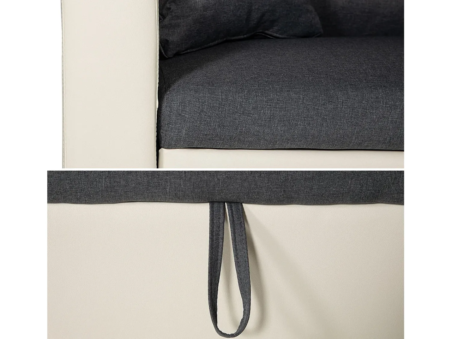 Sofá*Happy Garden CLARK Sofá-cama de canto de 3 lugares cinzento e Branco