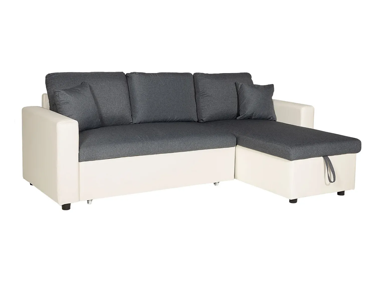 Sofá*Happy Garden CLARK Sofá-cama de canto de 3 lugares cinzento e Branco
