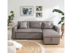 Discount Happy Garden CLARK Sofá-cama de canto de 3 lugares em taupe Castanho