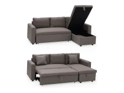 Discount Happy Garden CLARK Sofá-cama de canto de 3 lugares em taupe Castanho