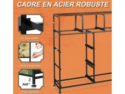 Cômoda de 9 gavetas para quarto, estilo industrial, estrutura de metal, tampo de madeira, multicolorida^ Vitrina