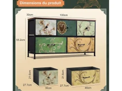 Vitrina* Cômoda de 5 gavetas para quarto, armário de armazenamento com estrutura metálica, multicolorida Multicor