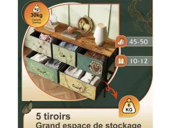 Vitrina* Cômoda de 5 gavetas para quarto, armário de armazenamento com estrutura metálica, multicolorida Multicor