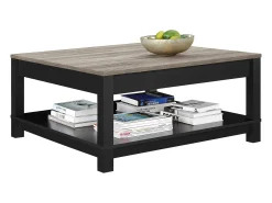 Mesa De Centro|Dorel Home Cómoda Esmeralda 3 gavetas CarvalhoCreme Preto