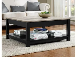 Mesa De Centro|Dorel Home Cómoda Esmeralda 3 gavetas CarvalhoCreme Preto