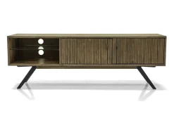 Móvel De Tv| Cómoda 160x55x45 cm castanha massa masl01 Cinzento / Castanho