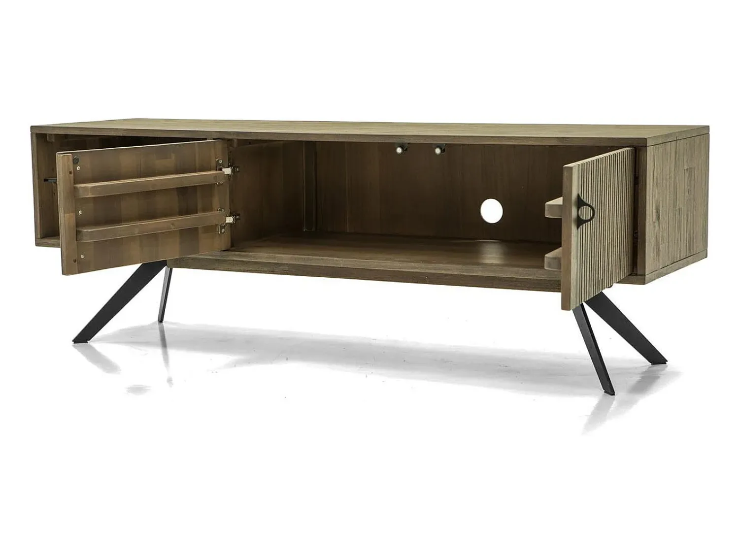 Móvel De Tv| Cómoda 160x55x45 cm castanha massa masl01 Cinzento / Castanho