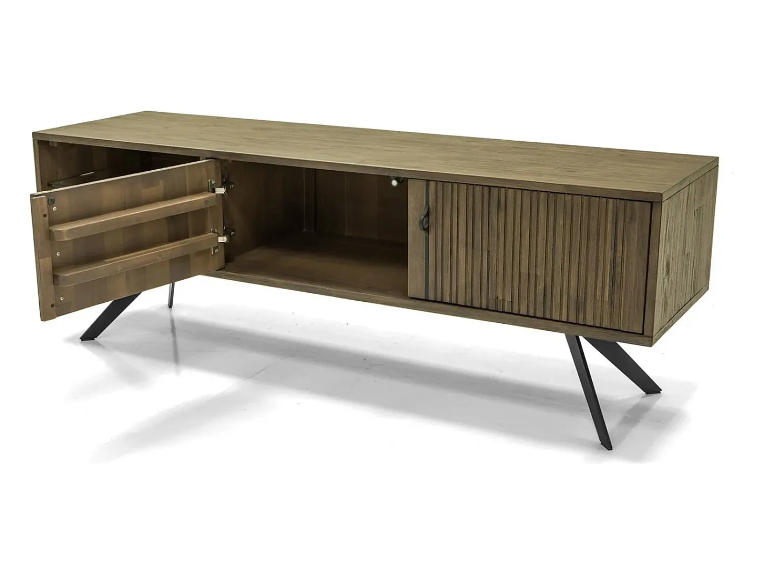 Móvel De Tv| Cómoda 160x55x45 cm castanha massa masl01 Cinzento / Castanho