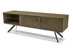 Móvel De Tv| Cómoda 160x55x45 cm castanha massa masl01 Cinzento / Castanho