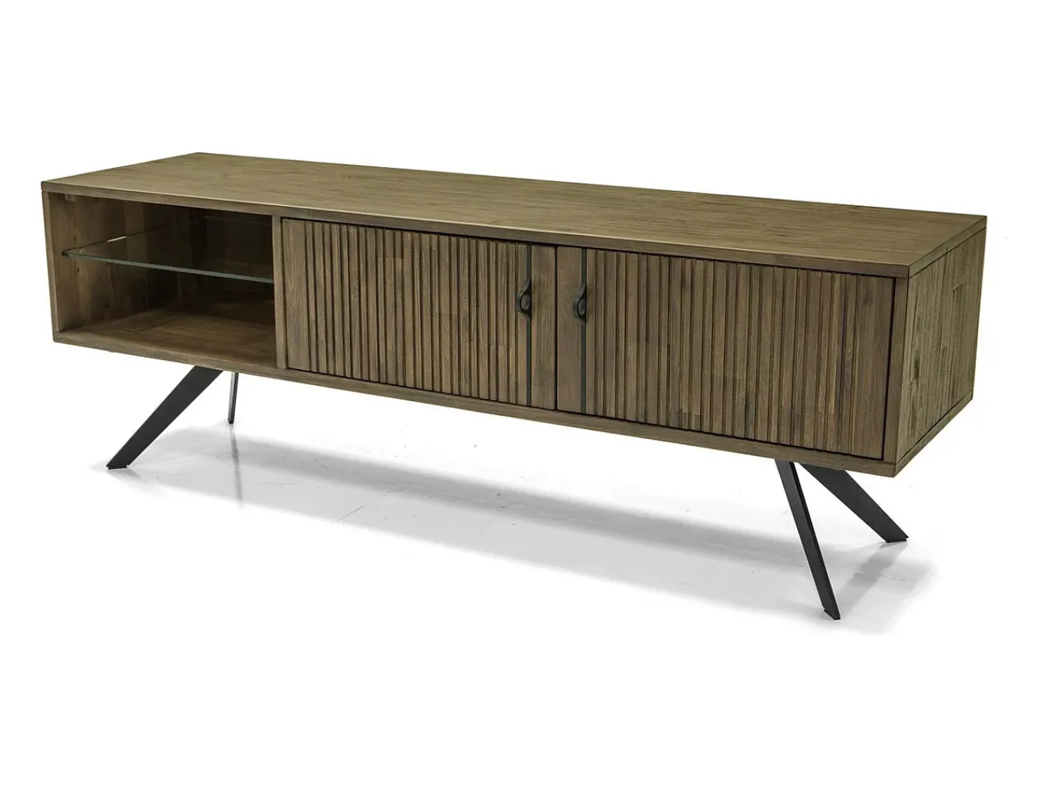 Móvel De Tv| Cómoda 160x55x45 cm castanha massa masl01 Cinzento / Castanho