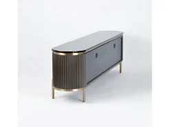 Móvel De Tv| Cómoda 200x60x40 cm cinza escuro estilosa st382a Preto / Dourado