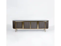 Móvel De Tv| Cómoda 200x60x40 cm cinza escuro estilosa st382a Preto / Dourado