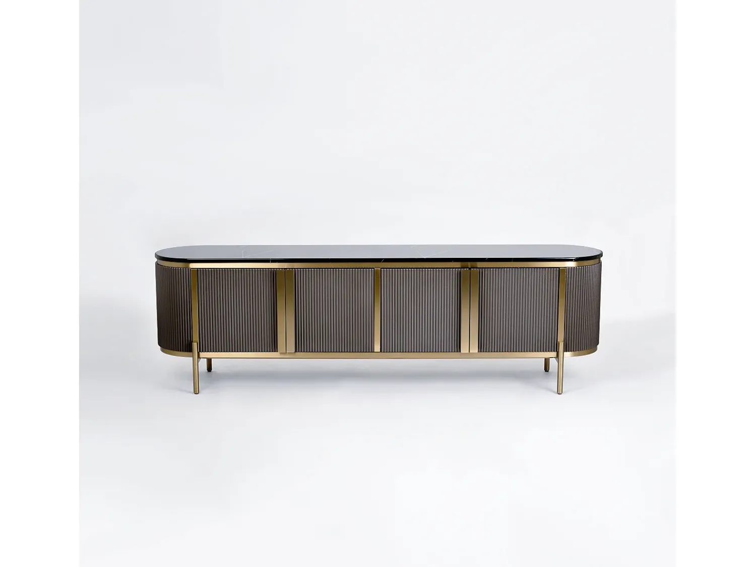Móvel De Tv| Cómoda 200x60x40 cm cinza escuro estilosa st382a Preto / Dourado