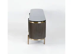 Móvel De Tv| Cómoda 200x60x40 cm cinza escuro estilosa st382a Preto / Dourado