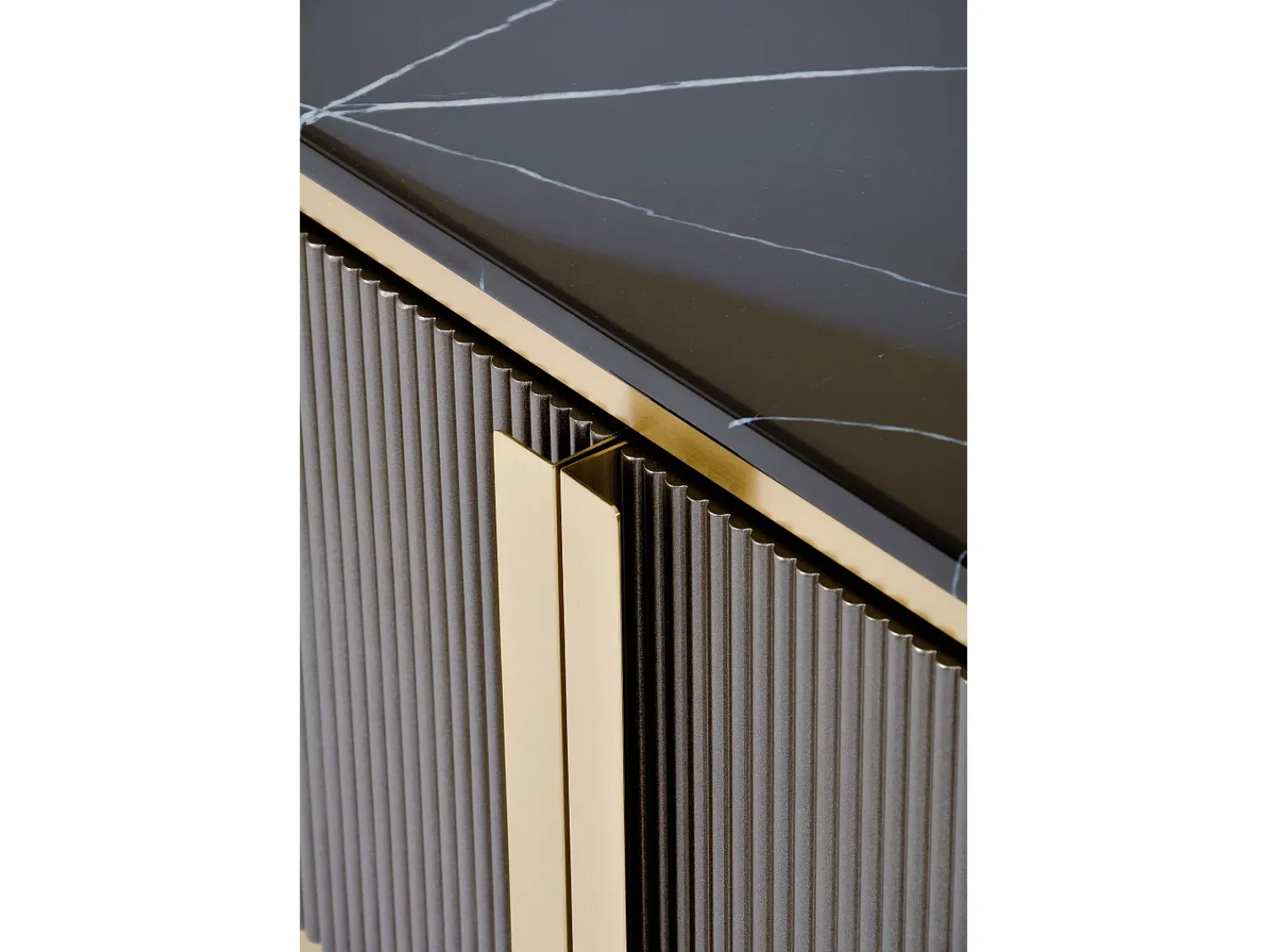 Móvel De Tv| Cómoda 200x60x40 cm cinza escuro estilosa st382a Preto / Dourado