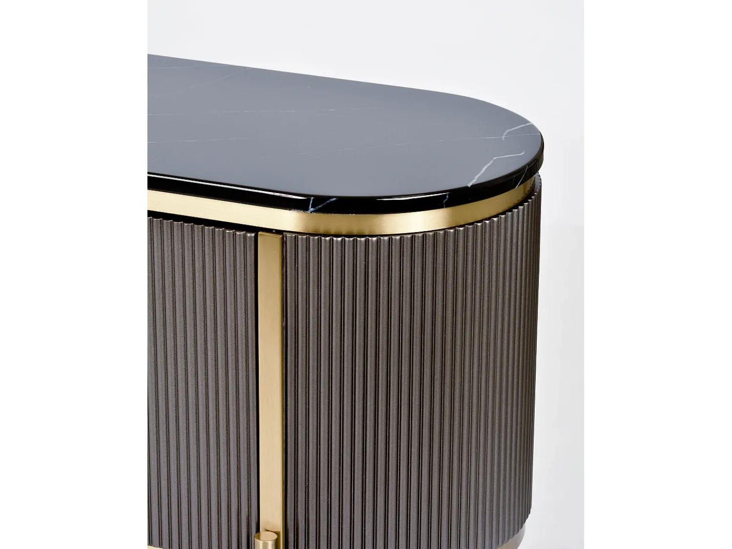 Móvel De Tv| Cómoda 200x60x40 cm cinza escuro estilosa st382a Preto / Dourado