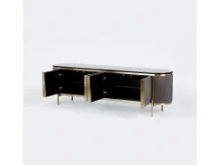 Móvel De Tv| Cómoda 200x60x40 cm cinza escuro estilosa st382a Preto / Dourado