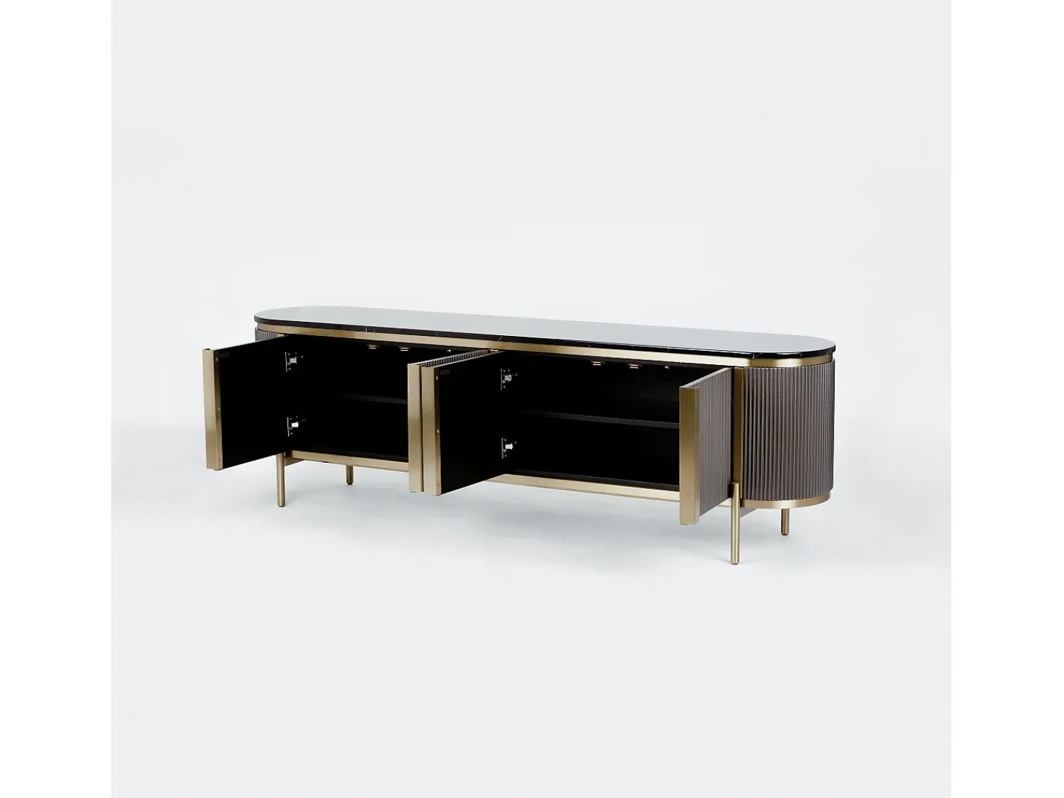 Móvel De Tv| Cómoda 200x60x40 cm cinza escuro estilosa st382a Preto / Dourado