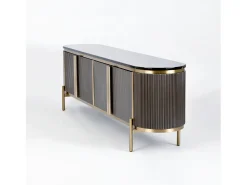Móvel De Tv| Cómoda 200x60x40 cm cinza escuro estilosa st382a Preto / Dourado