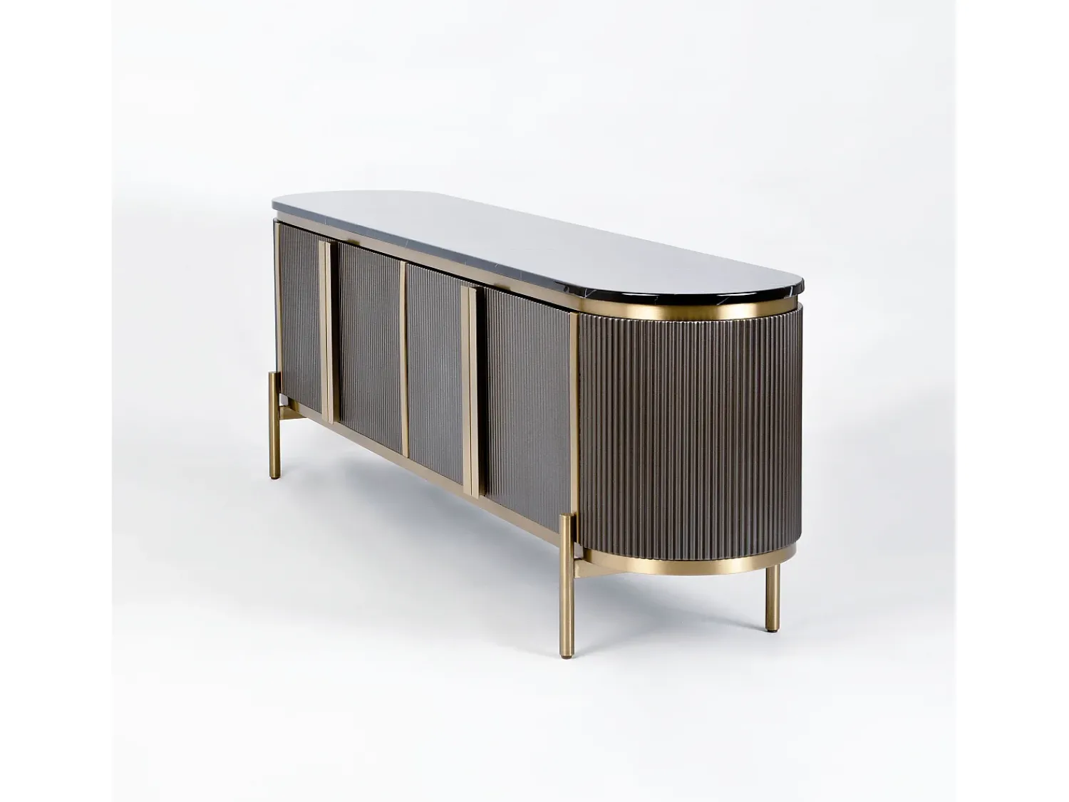 Móvel De Tv| Cómoda 200x60x40 cm cinza escuro estilosa st382a Preto / Dourado