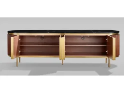 New Cômoda 200x60x40 cm Cômoda ST382D Preto / Castanho / Dourado
