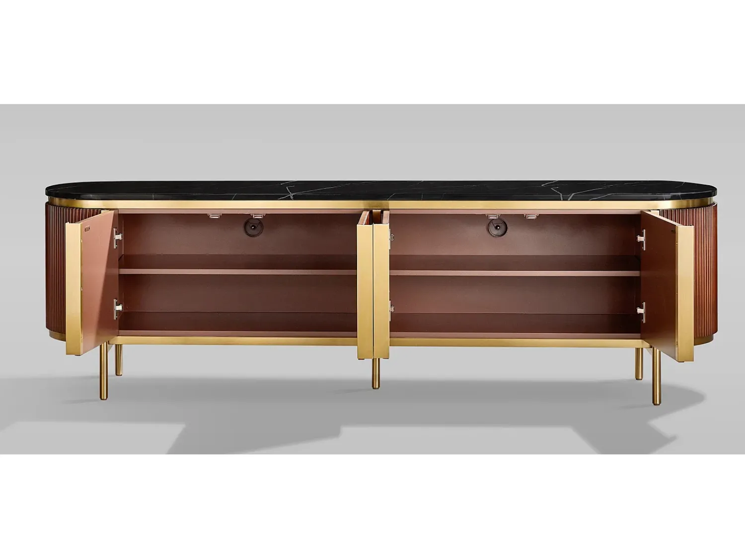 New Cômoda 200x60x40 cm Cômoda ST382D Preto / Castanho / Dourado