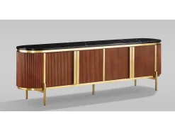 New Cômoda 200x60x40 cm Cômoda ST382D Preto / Castanho / Dourado