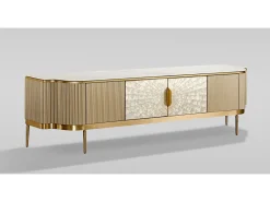 Móvel De Tv* Cómoda 200x52x40 cm dourada estilosa st905 Branco / Marfim / Dourado