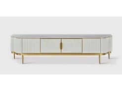 Móvel De Tv| Cómoda 200x52x40 cm dourada estilosa st905c Dourado / Branco sujo