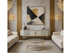 Móvel De Tv| Cómoda 200x52x40 cm dourada estilosa st905c Dourado / Branco sujo