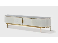 Móvel De Tv| Cómoda 200x52x40 cm dourada estilosa st905c Dourado / Branco sujo