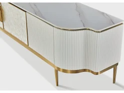 Móvel De Tv| Cómoda 200x52x40 cm dourada estilosa st905c Dourado / Branco sujo
