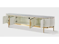 Móvel De Tv| Cómoda 200x52x40 cm dourada estilosa st905c Dourado / Branco sujo