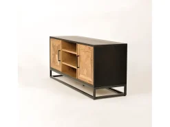 Móvel De Tv| Cómoda 133x55x39 cm preta Indus IN25-2 Preto / Castanho