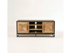 Móvel De Tv| Cómoda 133x55x39 cm preta Indus IN25-2 Preto / Castanho