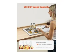 Cofre Térmico de Encastrar em Aço Inoxidável SucceBuy, 45,5 x 30,5 x 38,5 cm, Caixa de Gelo de 27,1 L, Recipiente Comercial para Armazenamento Exterior para Vinho^ Acessório Vinho E Bar