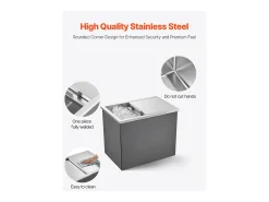 Cofre Térmico de Encastrar em Aço Inoxidável SucceBuy, 45,5 x 30,5 x 38,5 cm, Caixa de Gelo de 27,1 L, Recipiente Comercial para Armazenamento Exterior para Vinho^ Acessório Vinho E Bar