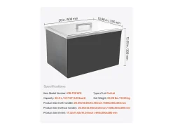 Cofre Térmico de Encastrar em Aço Inoxidável SucceBuy, 50,8 x 35,5 x 30,6 cm, Caixa de Gelo Comercial para Exterior de 30 L para Vinho e Cerveja Gelados Prateado