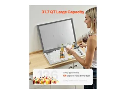 Cofre Térmico de Encastrar em Aço Inoxidável SucceBuy, 50,8 x 35,5 x 30,6 cm, Caixa de Gelo Comercial para Exterior de 30 L para Vinho e Cerveja Gelados Prateado